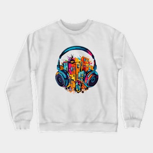 Headphone Music Non Stop Fun Urbain City Life Crewneck Sweatshirt